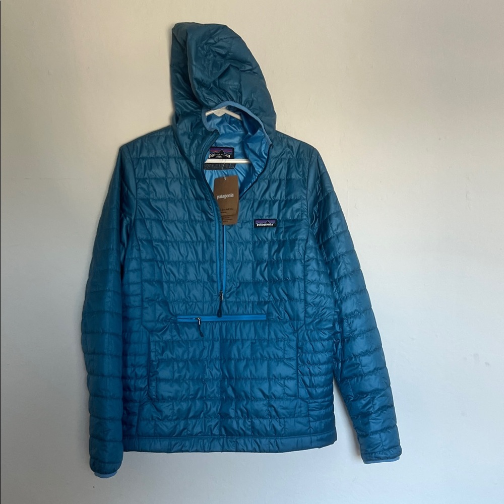 Patagonia Teal Quilted Hooded Pullover Womens L